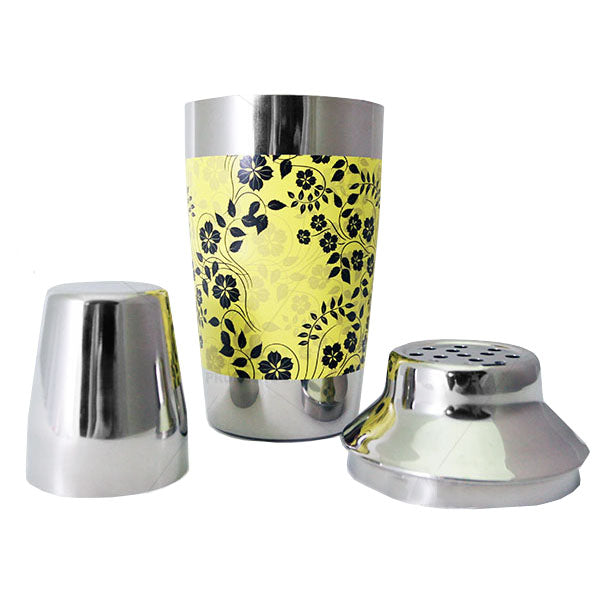 Designer 16oz. Cocktail Shaker - 3 Piece - Yellow Floral