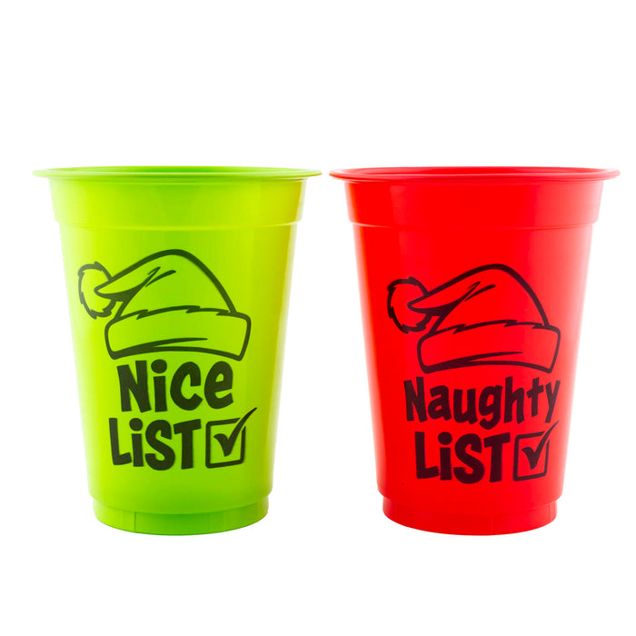 Naughty or Nice List Reusable Plastic Cups - 16oz - 50 pack