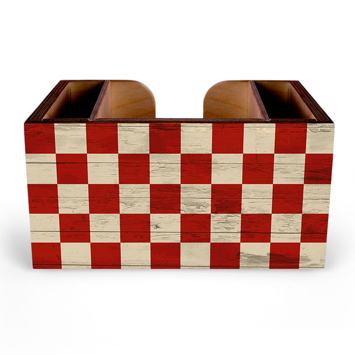 Wooden Bar Caddy - Red Checkerboard