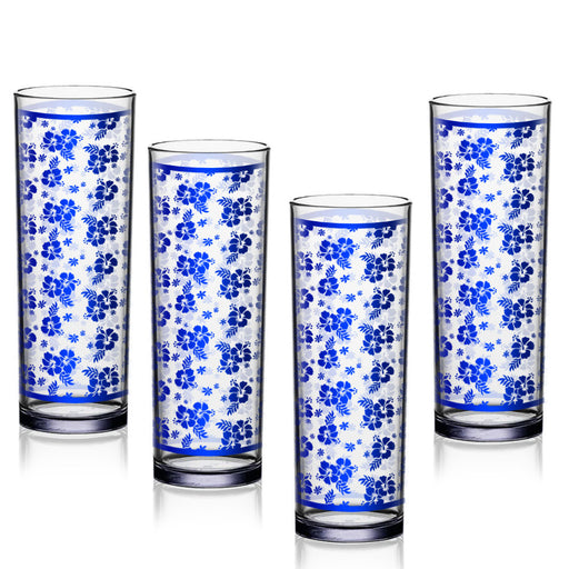 Blue hibiscus collins glasses