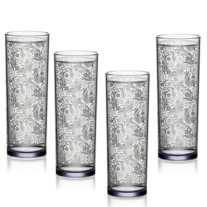 BarConic® Collins Glass - Silver Floral Pattern