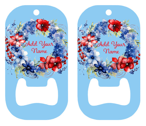 Red white and blue flower dog tag