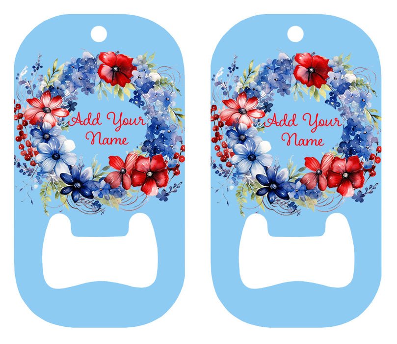 Red white and blue flower dog tag