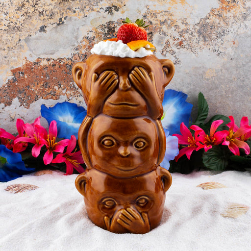 BarConic® Tiki Drinkware - 3 Monkey Totem