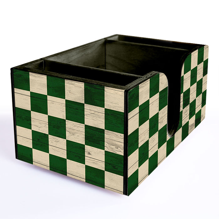 Wooden Bar Caddy - Green Checkerboard