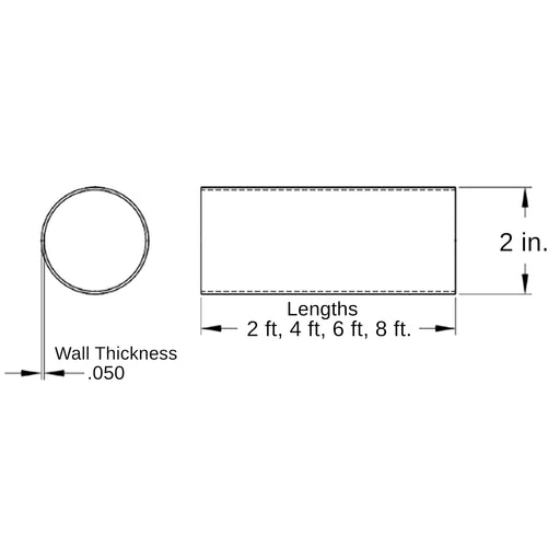 Bar Foot Rail Tubing - Polished Stainless Steel (Length Options)