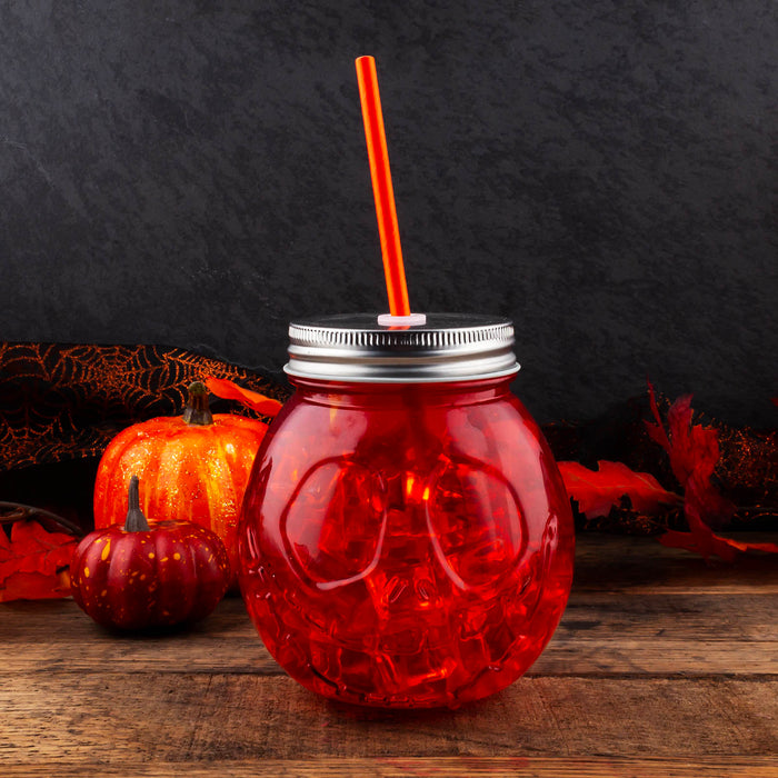 BarConic® Jack O'Lantern Mason Jar w/lid