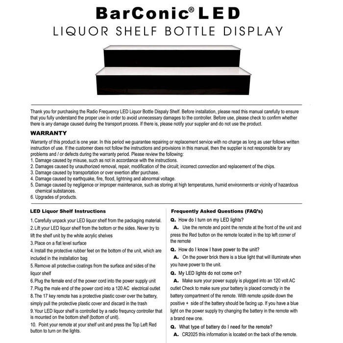 BarConic® LED Liquor Bottle Display Shelf - Inside Corner - 3 Steps - Black