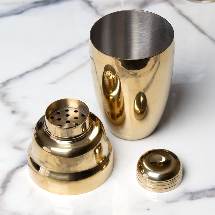 Professional Grade Gold Plated 3 Piece Cobbler Shaker - 17oz