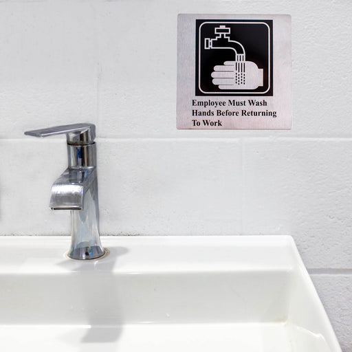 Employee Must Wash Hands Sign- Stainless Steel