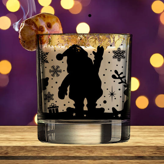 Waving Santa Claus Christmas Cocktail Glass