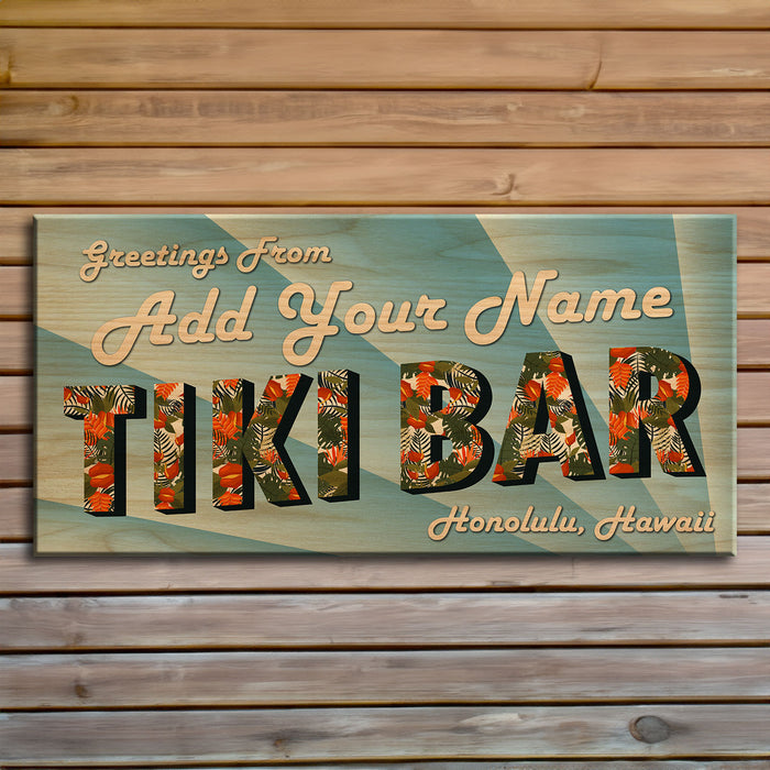 CUSTOMIZABLE Large Plank Sign - 11 3/4" x 23 3/4" - Tiki Bar - Blue