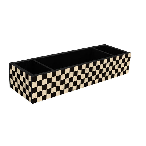 Wooden Condiment Caddy - Black Checkerboard