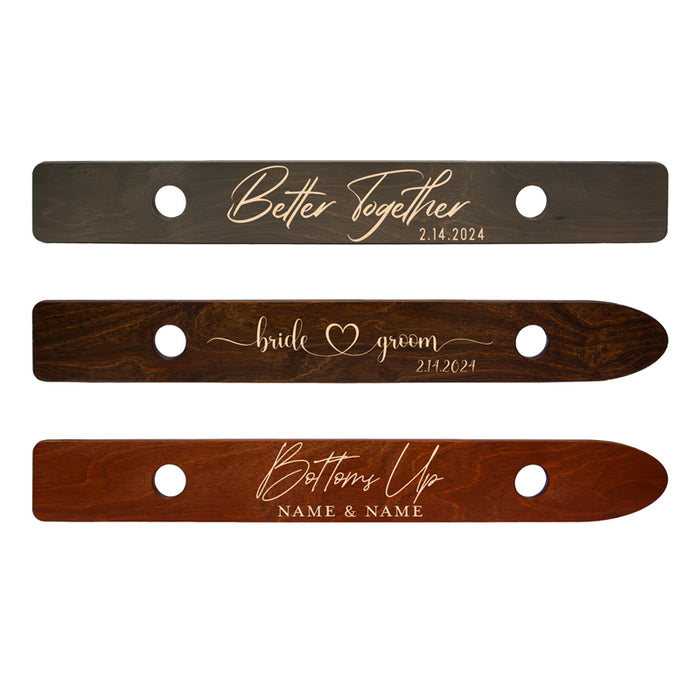 Custom Laser Engraved 2-Person Wood Shot Ski -  Designs 3, 5, 6