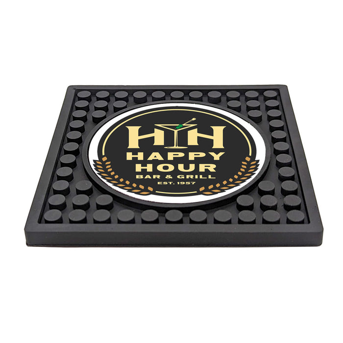 Custom Rubber Coaster Mat with Circle Imprint Area - 3.9" x 3.9"