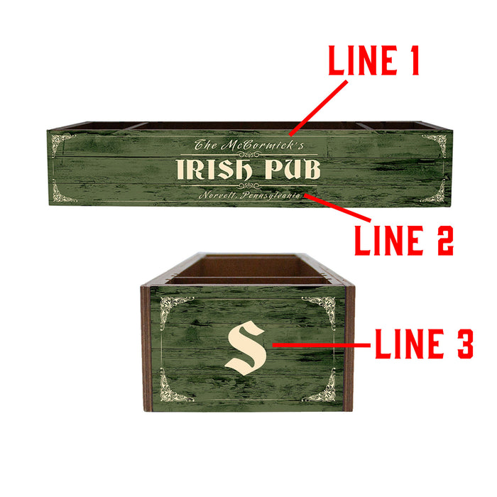 Custom Wooden Condiment Caddy - Irish Pub