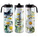 Customizable Skinny Tumbler with Black Handle / Lid - Daisy Butterfly - 20 ounce