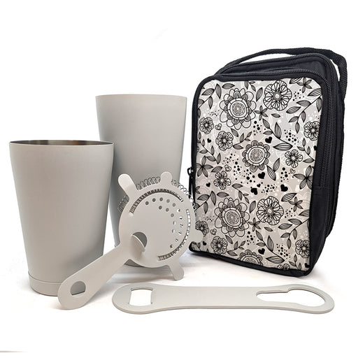 Cute Floral Bar Tote Set with Gray Bar Tools