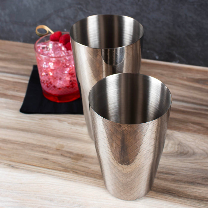 BarConic® 2 Piece Diamond Shaker Set -  18 & 28 ounce - Stainless Steel