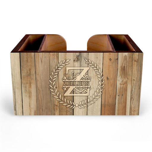 Customizable Wooden Bar Caddy - White Wood With Leaves