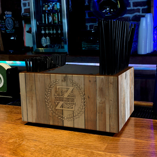 Customizable Wooden Bar Caddy - White Wood With Leaves