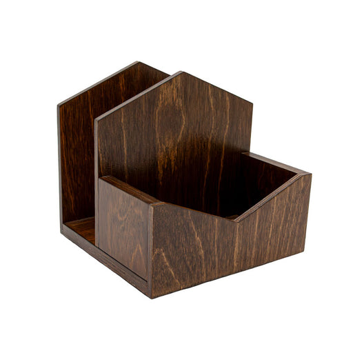 Upright Wooden Napkin Holder With Storage with Dark Wood