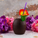 Plastic Coconut Cup with Colorful Flower Straw - Pack of 12