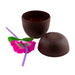 Plastic Coconut Cup with Colorful Flower Straw - Pack of 12