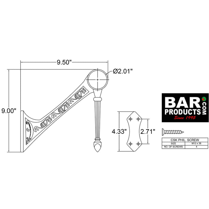 Swing Leg Bracket (Finish Options)