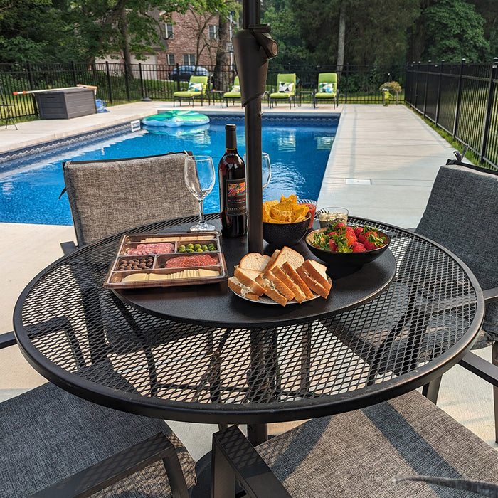 Outdoor Lazy Susan With Hold For Umbrella