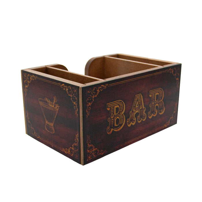 Vintage Bar Wooden Napkin Caddy - Stain