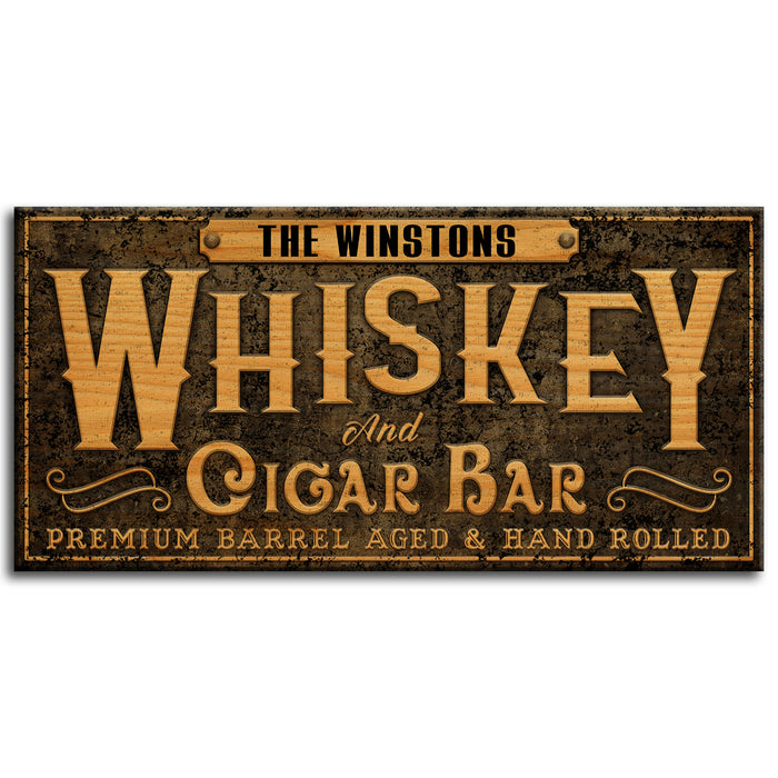 Customizable Large Vintage Wooden Bar Sign - Bar Sign - Whiskey Black