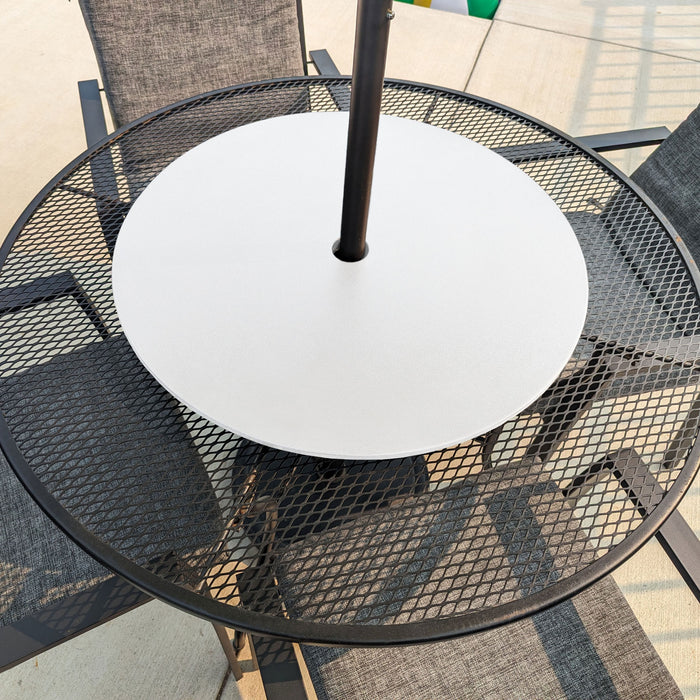 Outdoor Lazy Susan With Hold For Umbrella - White