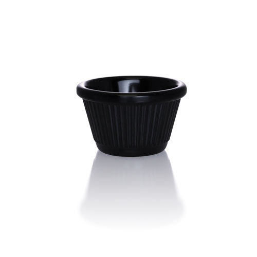 BLACK - 1 ½ oz. Fluted Melamine Ramekin - 12 / pack