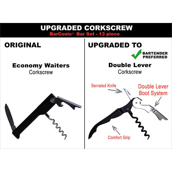 BarConic® 13 Piece Bar Set - Corkscrew Comparison