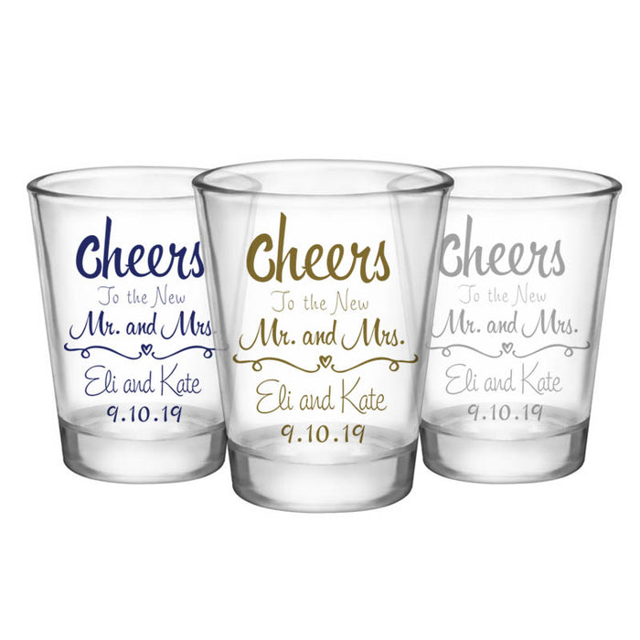 CUSTOMIZABLE - 1.75oz Clear Wedding Shot Glass - Cheers