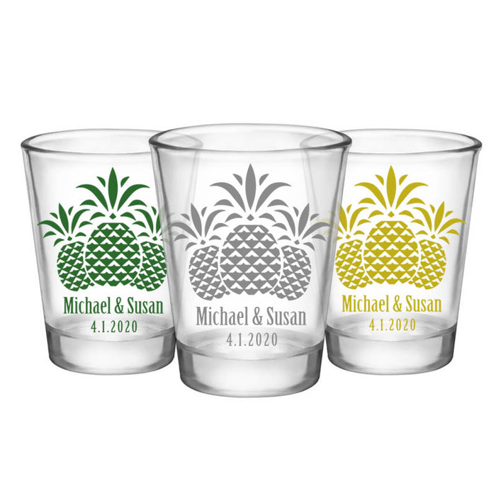 CUSTOMIZABLE - 1.75oz Clear Wedding Shot Glass - Pineapples