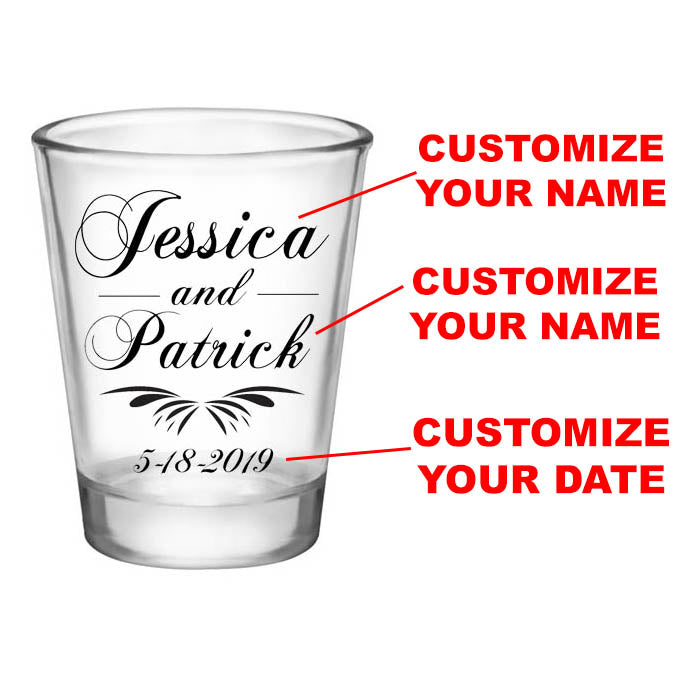 CUSTOMIZABLE - 1.75oz Clear Wedding Shot Glass - Simplistic