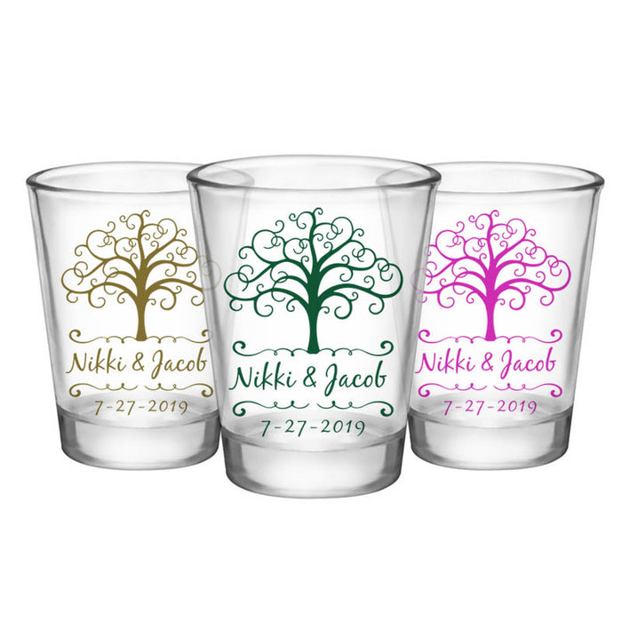 CUSTOMIZABLE - 1.75oz Clear Wedding Shot Glass - Tree Of Life