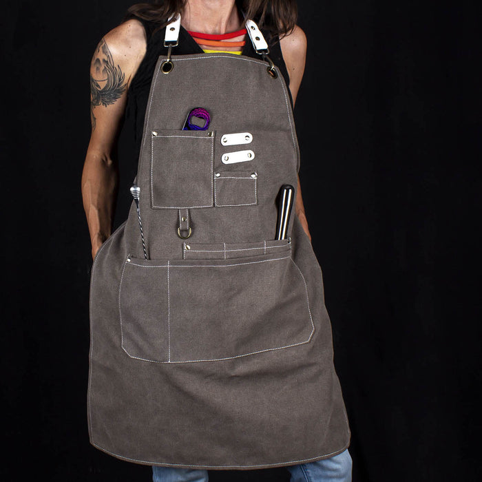 BarConic® Dark Grey Canvas Apron With Adjustable Straps