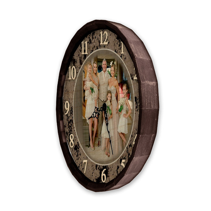 Custom Wood Barrel Top Clock - Family - ADD YOUR OWN PHOTO