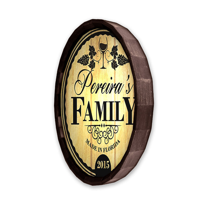 Custom Wood Barrel Top Sign – Family