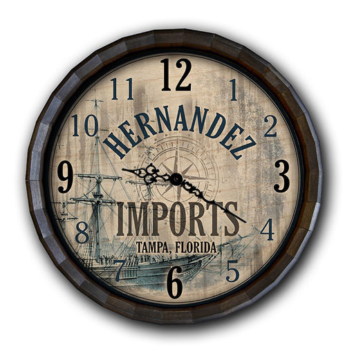 Custom Wood Barrel Top Clock - Vintage Imports