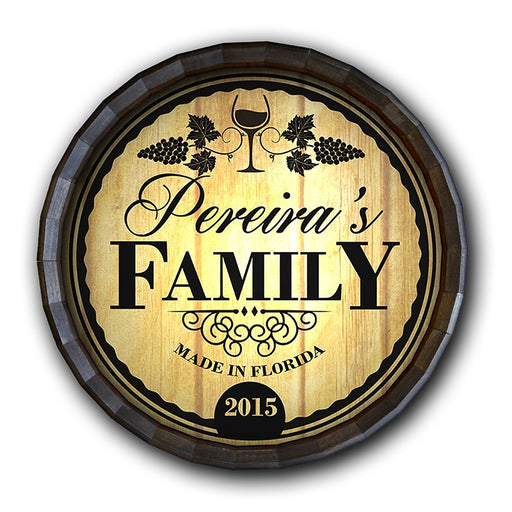 Custom Wood Barrel Top Sign – Family