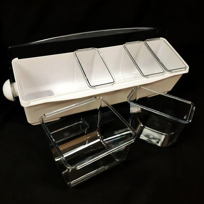 Condiment Holder (4) 1-Quart (1) 2-Quart Fruit Trays - White