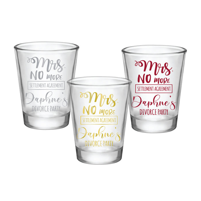 CUSTOMIZABLE - 1.75OZ CLEAR DIVORCE SHOT GLASS - MRS. NO MORE