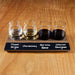 Wine Flight with Walnut Finish and Chalk Strip - 7.5oz Stemless Wine Glasses