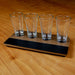 Beer Flight with Walnut Finish and Chalk Strip - Flared Glasses