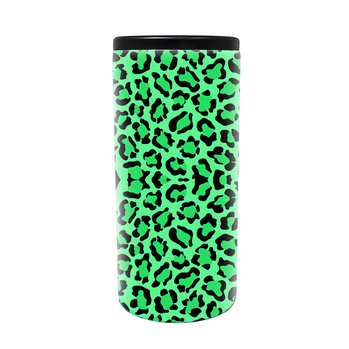 CHEETAH DESIGN STAINLESS STEEL CAN AND BOTTLE COOLER - 12 OZ - SLIM