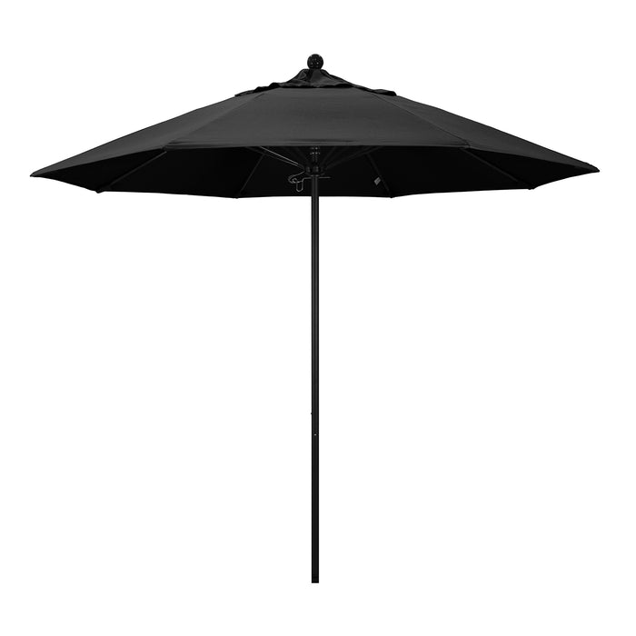 California Umbrella 9' Pole Push Lift SUNBRELLA With Black Aluminum Pole - Black Fabric